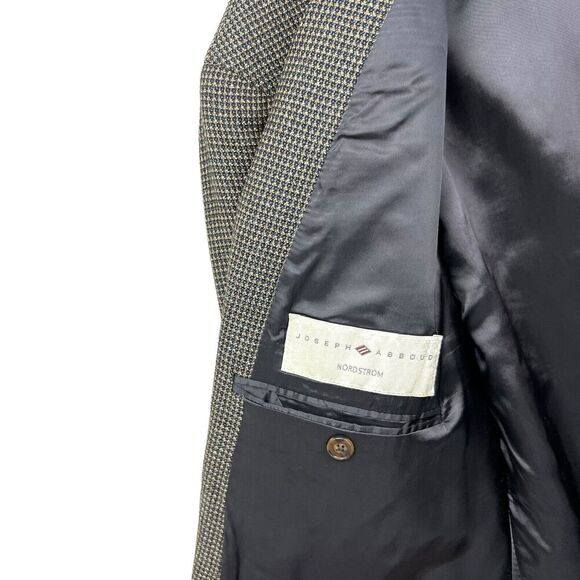 Joseph Abboud Mens Sport Coat Blazer Silk‎ Wool Super 100's Houndstooth Size 48L - Picture 4 of 7